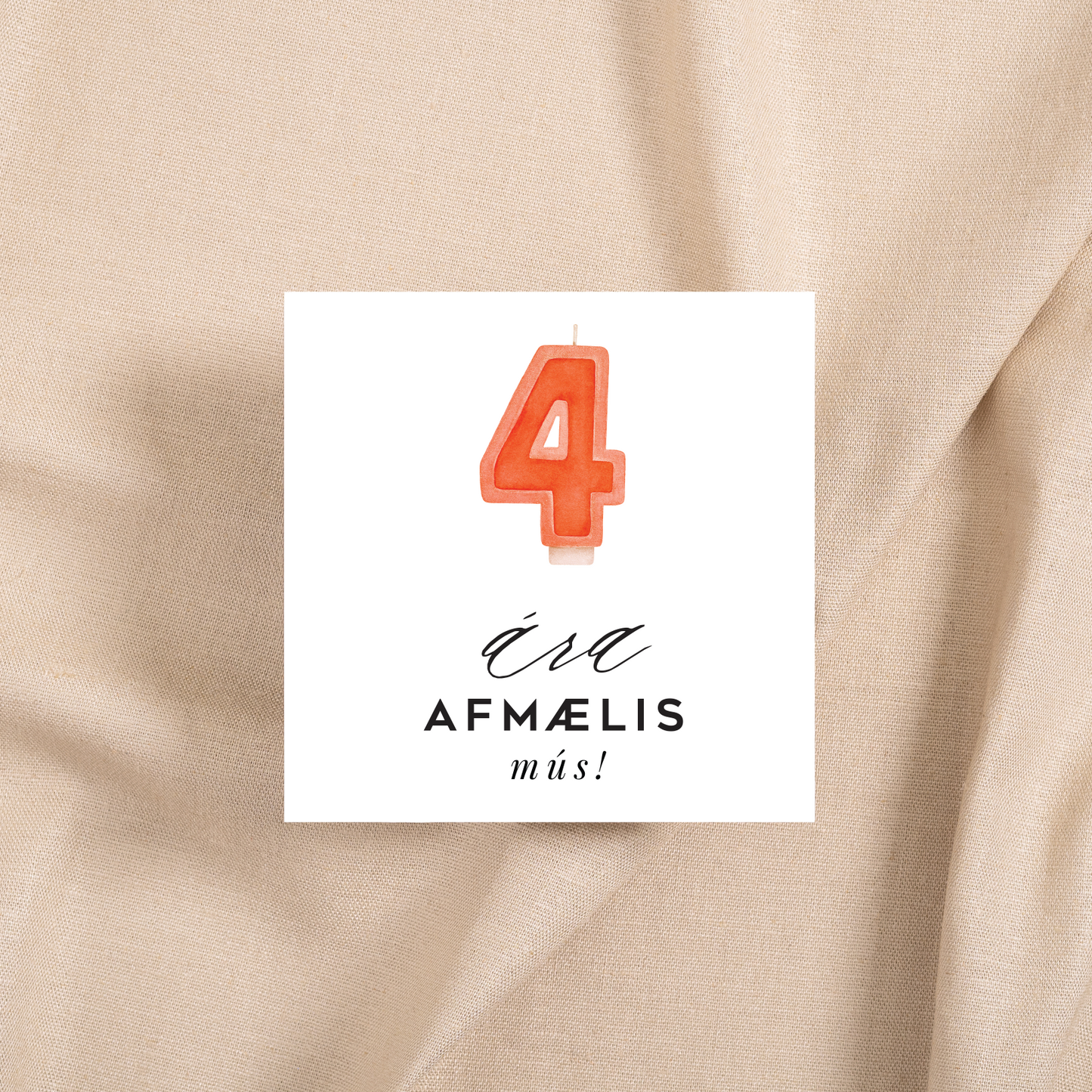 Tækifæriskort LÍTIL 6. -"Afmælismús 4 ára"