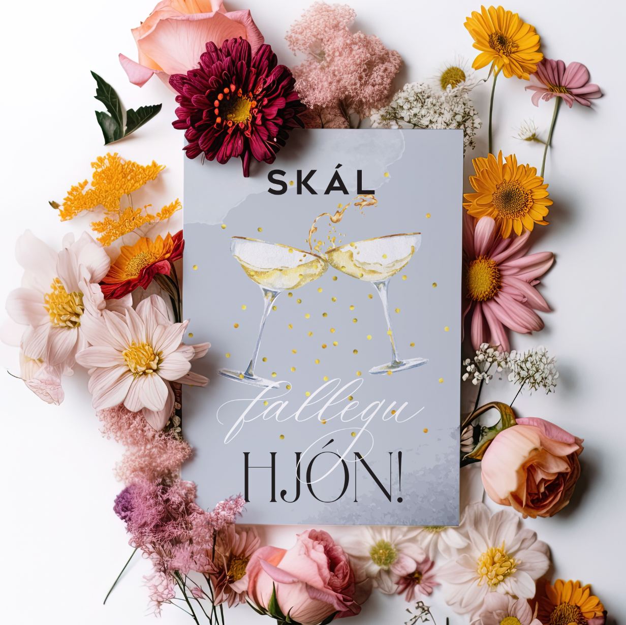 Tækifæriskort- "Skál hjón!"