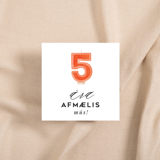 Tækifæriskort LÍTIL 9. -"Afmælismús 5 ára"