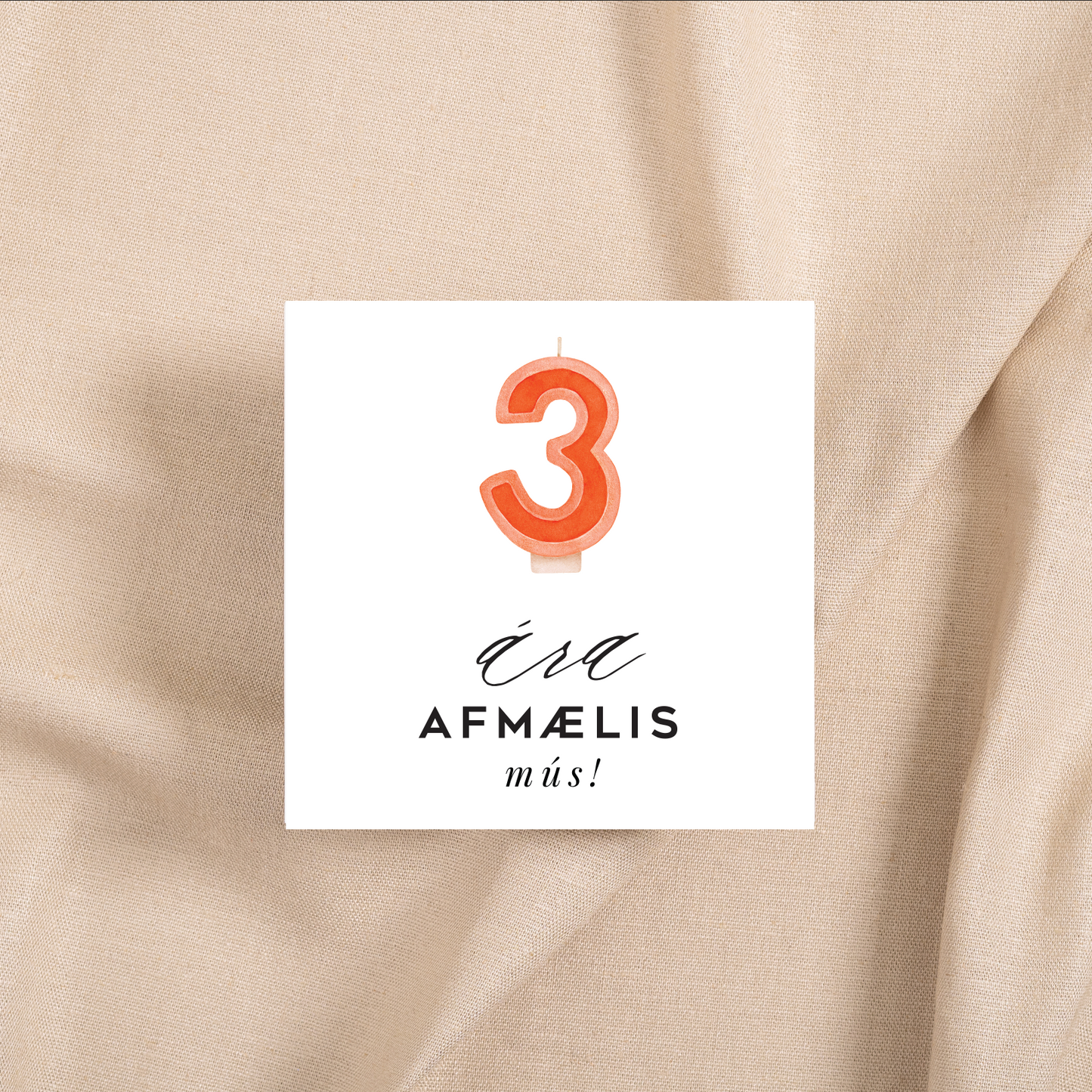 Tækifæriskort LÍTIL 8. -"Afmælismús 3 ára"