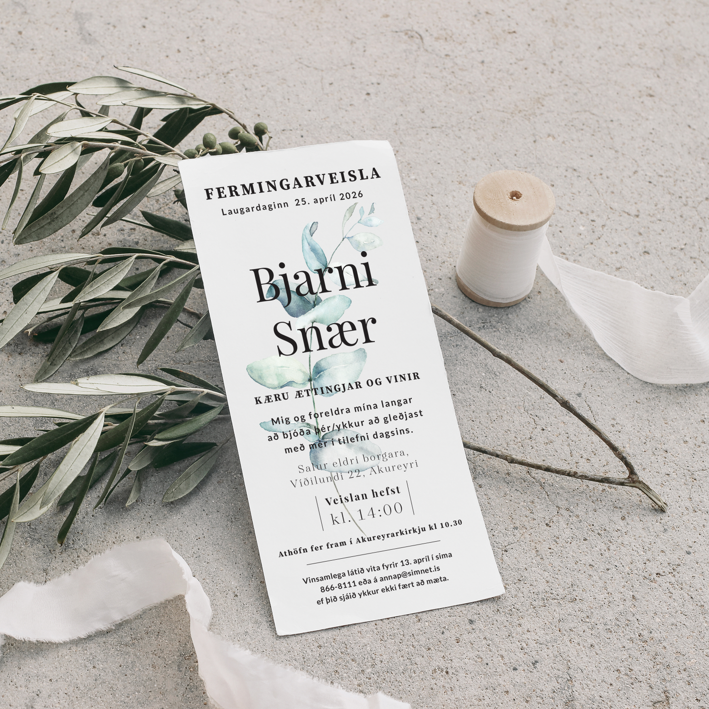 Fermingarboðskort- "Ferming 5."