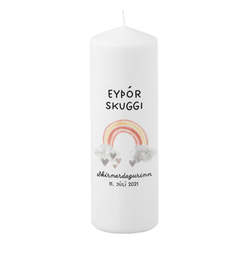 Skírnarkerti- "Rauður regnbogi"