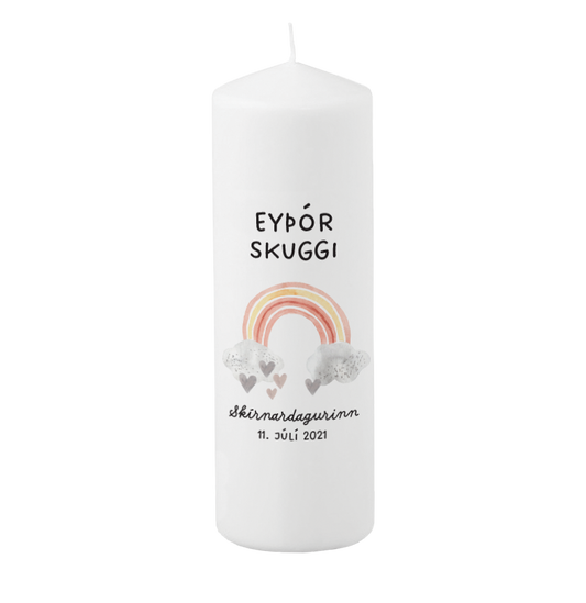 Skírnarkerti- "Rauður regnbogi"