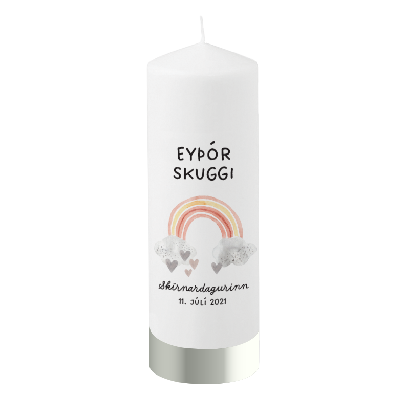 Skírnarkerti- "Rauður regnbogi"