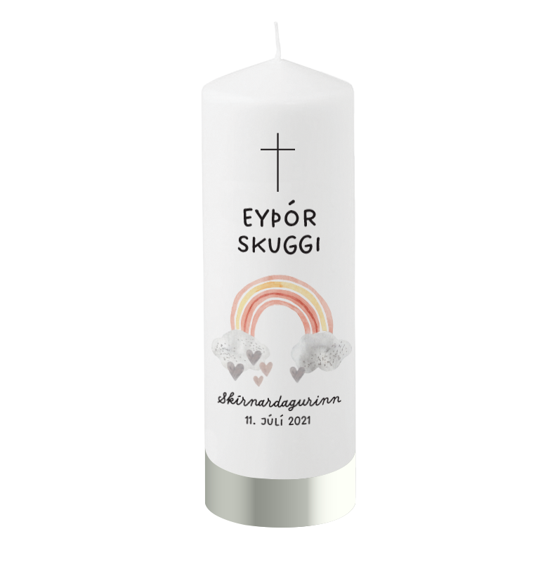 Skírnarkerti- "Rauður regnbogi"