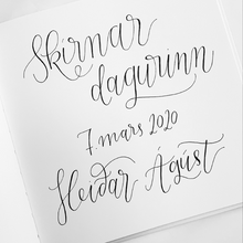 Load image into Gallery viewer, Gestabók + skrautritun fyrir skírn/nafnaveislu
